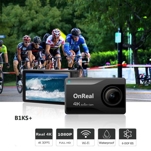  OnReal Native 4K Action Camera 16MP Action Cam Sports Camera Wi-Fi Camera with 2.45” Touch Screen 170 Degree Viewing Angle Lens and Two Batteries