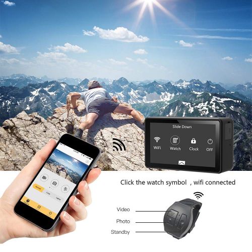  OnReal Native 4K Action Camera 16MP Action Cam Sports Camera Wi-Fi Camera with 2.45” Touch Screen 170 Degree Viewing Angle Lens and Two Batteries