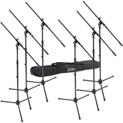  On-Stage MSP7706 Euroboom Microphone Stands with Travel Bag, 6 Pack