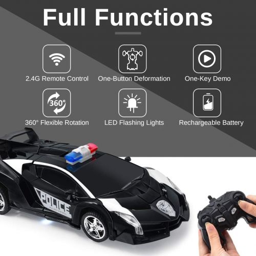  [아마존베스트]Onadrive Transform Car Robot,1:18 Model RC Car Robot for Kids,Robot Deformation Car Model Toy Gift for Children,Electronic Remote Control Car with One Button Transformation & Realistic Engi