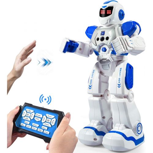  [아마존베스트]Onadrive Remote Control Robot for Kids RC Intelligent Programmable Robot Smart Robot Toys with Dancing, Singing, Led Eyes, Gesture Sensing Robot Kit, Best Gifts for Children (Blue)