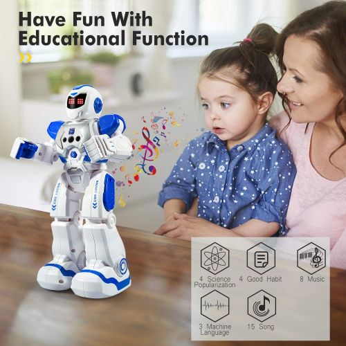  [아마존베스트]Onadrive Remote Control Robot for Kids RC Intelligent Programmable Robot Smart Robot Toys with Dancing, Singing, Led Eyes, Gesture Sensing Robot Kit, Best Gifts for Children (Blue)