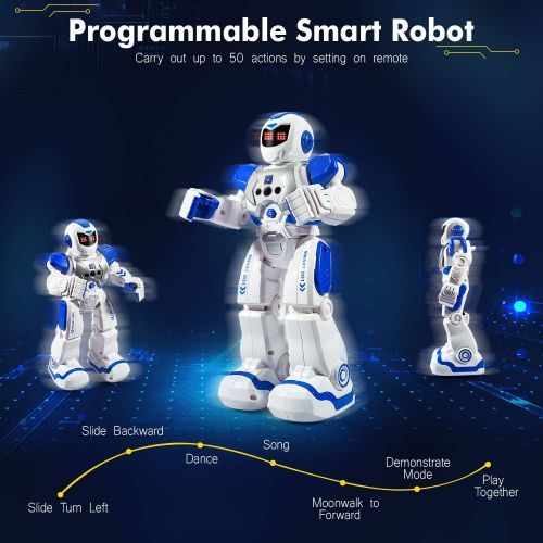  [아마존베스트]Onadrive Remote Control Robot for Kids RC Intelligent Programmable Robot Smart Robot Toys with Dancing, Singing, Led Eyes, Gesture Sensing Robot Kit, Best Gifts for Children (Blue)