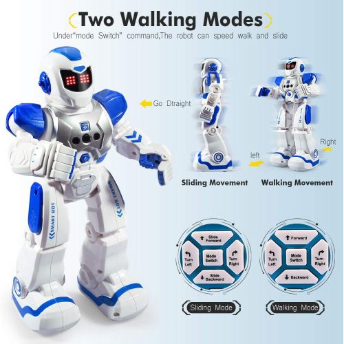  [아마존베스트]Onadrive Remote Control Robot for Kids RC Intelligent Programmable Robot Smart Robot Toys with Dancing, Singing, Led Eyes, Gesture Sensing Robot Kit, Best Gifts for Children (Blue)