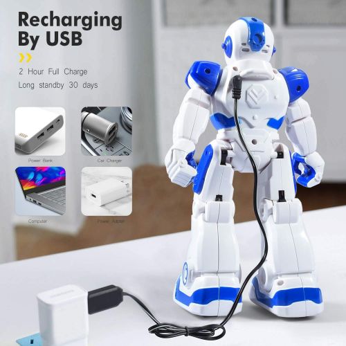  [아마존베스트]Onadrive Remote Control Robot for Kids RC Intelligent Programmable Robot Smart Robot Toys with Dancing, Singing, Led Eyes, Gesture Sensing Robot Kit, Best Gifts for Children (Blue)