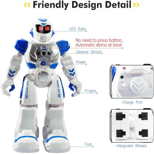  [아마존베스트]Onadrive Remote Control Robot for Kids RC Intelligent Programmable Robot Smart Robot Toys with Dancing, Singing, Led Eyes, Gesture Sensing Robot Kit, Best Gifts for Children (Blue)