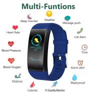 Onbio Touch Fitness Tracker IP68 Waterproof Screen Smart Watch Heart Rate Monitor Sports Bracelet Blood Pressure Detection Health Pedometer Wristband Unisex