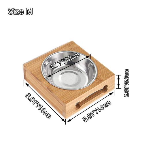  Oncpcare Cat Feeder Natural Wooden Bracket Dog Water Bowls Avoid Spilling Feeding Shelf Cat Food Bowl for Puppy, Cats and Other Little and Medium Animals