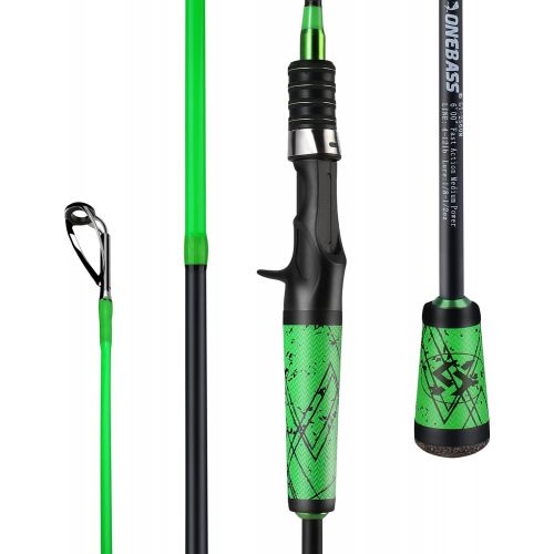  One Bass Fishing Pole 24 Ton Carbon Fiber Casting and Spinning Rods - Two Pieces, SuperPolymer Handle Fishing Rod for Bass Fishing