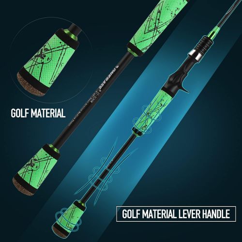  One Bass Fishing Pole 24 Ton Carbon Fiber Casting and Spinning Rods - Two Pieces, SuperPolymer Handle Fishing Rod for Bass Fishing