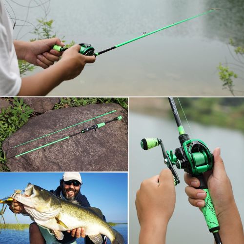 One Bass Fishing Pole 24 Ton Carbon Fiber Casting and Spinning Rods - Two Pieces, SuperPolymer Handle Fishing Rod for Bass Fishing