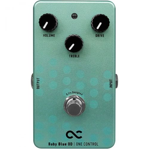  One Control},description:Designed by pedal guru Bjorn Juhl, the One Control Baby Blue Overdrive is based on the BJFE 2000 creation FUZZ 1, utilizing a discrete circuit that combine