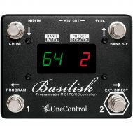 One Control},description:The One Control BASILISK is a programmable MIDI pedal featuring 128 presets spread over 64 banks. FLASH mode allows 4 presets to be recalled instantly via