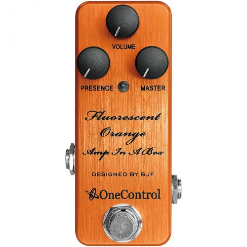  One Control},description:The One Control Fluorescent Orange distortion is a member of the BJF Amp in a Box series. It was designed specifically to reproduce the iconic “crude disto