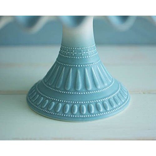  One Hundred 80 Degrees Cake & Dessert Stand, 14 in. Diameter, Ruffled, Ceramic, Mint Blue