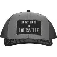 One Legging it Around Id Rather Be in Louisville - Leather Black Patch Engraved Trucker Hat