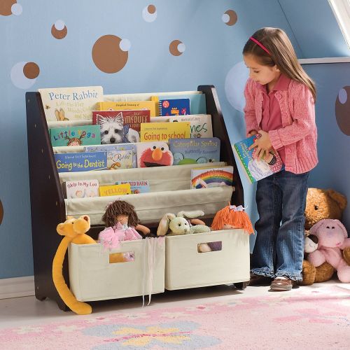  One Step Ahead Kids Sling Bookshelf with Storage Bins ESPRESSO