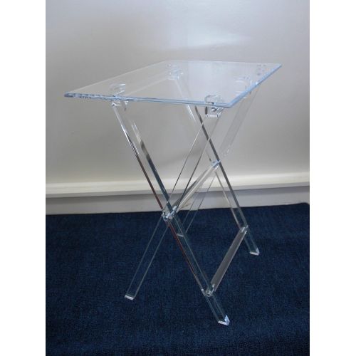  One Stop Plastic Shop Clear Acrylic Lucite Set of 2 Folding TV Snack Trays with Stand