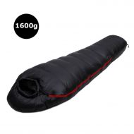 One- one- Winter Ultralight Thermal Adult Mummy 95% White Goose Down Sleeping Bag Sack W/Compression Pack for Backpacking Camping Hiking,1600G Black
