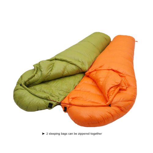  One- one- Winter Ultralight Thermal Adult Mummy 95% White Goose Down Sleeping Bag Sack W/Compression Pack for Backpacking Camping Hiking,1300G Orange