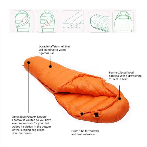  One- one- Winter Ultralight Thermal Adult Mummy 95% White Goose Down Sleeping Bag Sack W/Compression Pack for Backpacking Camping Hiking,1600G Green