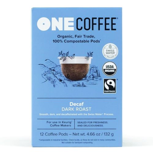  OneCoffee Organic Decaf Swiss Water 72 Count Single Serve Coffee 100% Compostable Pods Made for K-Cup Keurig Brewers