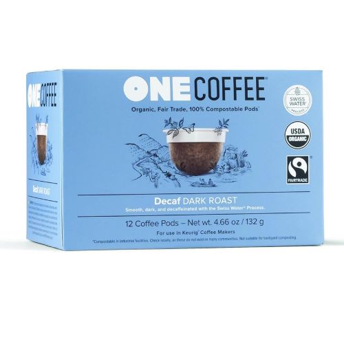  OneCoffee Organic Decaf Swiss Water 72 Count Single Serve Coffee 100% Compostable Pods Made for K-Cup Keurig Brewers