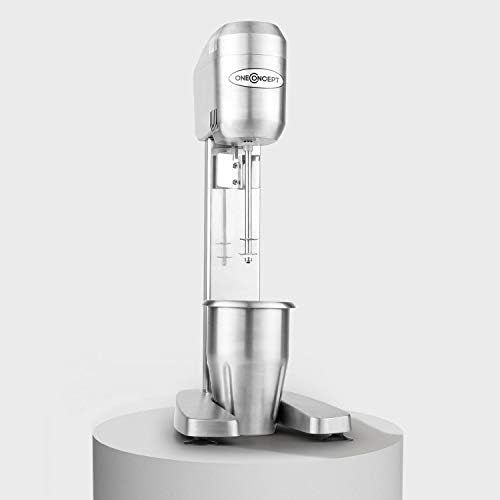  oneConcept - DM-B, Drink-Mixer, Getrankemixer, Mini-Standmixer, Milkshake Maker, 400 Watt, bis zu 16.000 Umdrehungen pro Minute, 650 ml Fassungsvermoegen, Edelstahl-Mixbechere, silb