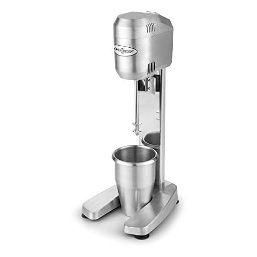  oneConcept - DM-B, Drink-Mixer, Getrankemixer, Mini-Standmixer, Milkshake Maker, 400 Watt, bis zu 16.000 Umdrehungen pro Minute, 650 ml Fassungsvermoegen, Edelstahl-Mixbechere, silb