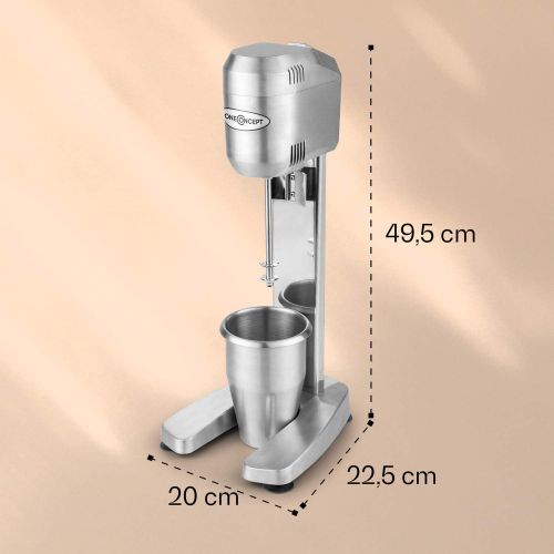  oneConcept - DM-B, Drink-Mixer, Getrankemixer, Mini-Standmixer, Milkshake Maker, 400 Watt, bis zu 16.000 Umdrehungen pro Minute, 650 ml Fassungsvermoegen, Edelstahl-Mixbechere, silb