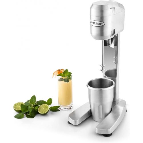  oneConcept - DM-B, Drink-Mixer, Getrankemixer, Mini-Standmixer, Milkshake Maker, 400 Watt, bis zu 16.000 Umdrehungen pro Minute, 650 ml Fassungsvermoegen, Edelstahl-Mixbechere, silb