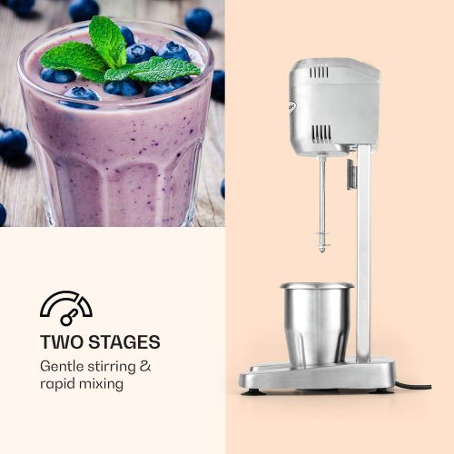  oneConcept - DM-B, Drink-Mixer, Getrankemixer, Mini-Standmixer, Milkshake Maker, 400 Watt, bis zu 16.000 Umdrehungen pro Minute, 650 ml Fassungsvermoegen, Edelstahl-Mixbechere, silb