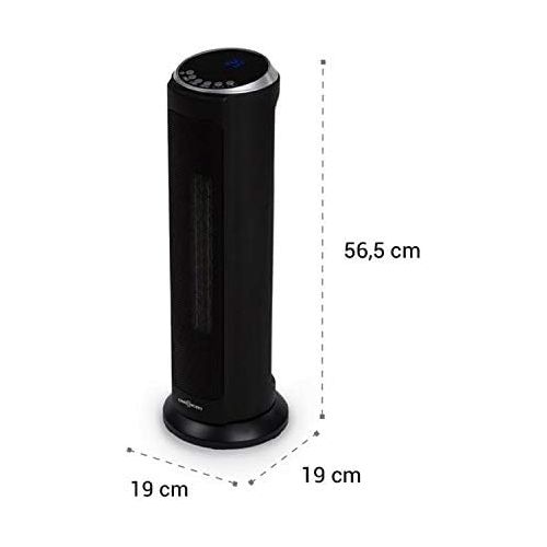  [아마존베스트]OneConcept Heat Spire Tower Heater - Fan Heater, 1200/2000 Watt, 8H Timer, Thermostat, 3 Speed Levels, Switchable Oscillation, Touch Control Panel, Graphite Black