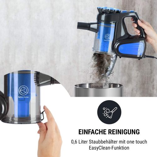  [아마존베스트]oneConcept CleanTurbo Cyclonic Handheld Vacuum Cleaner, Bagless, Metal Telescopic Tube, 600 Watt, 0.6 L Dust Container, MultiCyclonic System, 7 m Cable Length, Includes 2-in-1 Nozz