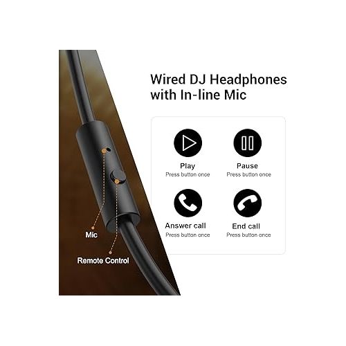  OneOdio Wired Over Ear Headphones Studio Monitor & Mixing DJ Stereo Headsets with 50mm Neodymium Drivers and 1/4 to 3.5mm Jack for AMP Computer Recording Podcast Keyboard Guitar Laptop - Black