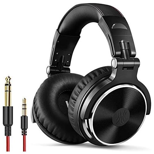  OneOdio Adapter-Free Closed Back Over Ear DJ Stereo Monitor Headphones, Professional Studio Monitor & Mixing, Telescopic Arms with Scale, Newest 50mm Neodymium Drivers - Black