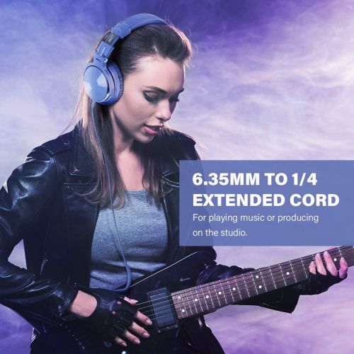  OneOdio Over Ear Headphone, Wired Bass Headsets with 50mm Driver, Foldable Lightweight Headphones with Share Port and Mic for Recording Monitoring Mixing Podcast Guitar PC TV (Ligh