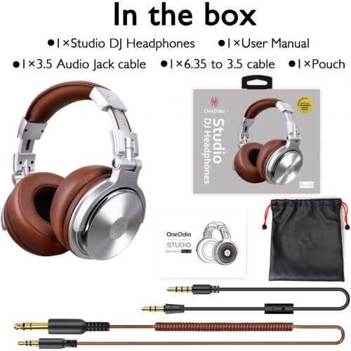  [아마존베스트]OneOdio Over Ear Studio Headphones with Cable with 6.3 mm & 3.5 mm Jack, Closed DJ Headphones with 50 mm Driver, Bass Sound