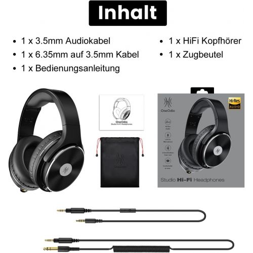  [아마존베스트]OneOdio Over Ear Headphones with Cable, Closed Studio HiFi Headphones with Share Port for Electric Drum, Piano, Guitar, Smartphones, iPad, Laptop Adapter Free 3.5-6.35 mm Jack