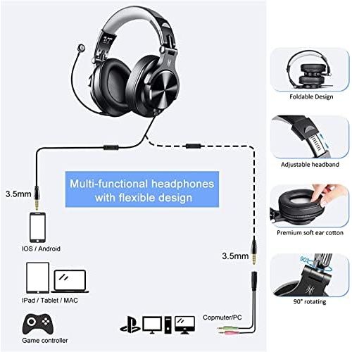  [아마존베스트]OneOdio Headphones with Microphone Wired Gaming Headset with Volume Control Over-Ear Headphones with Cable 3.5 mm Jack for Mobile Phone Laptop Computer Closed HiFi Studio Headphone