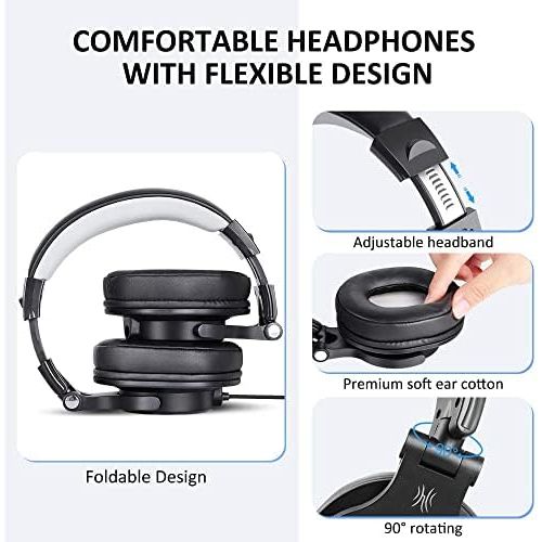  [아마존베스트]OneOdio Headphones with Microphone Wired Gaming Headset with Volume Control Over-Ear Headphones with Cable 3.5 mm Jack for Mobile Phone Laptop Computer Closed HiFi Studio Headphone