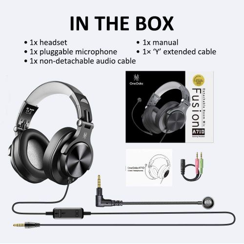  [아마존베스트]OneOdio Headphones with Microphone Wired Gaming Headset with Volume Control Over-Ear Headphones with Cable 3.5 mm Jack for Mobile Phone Laptop Computer Closed HiFi Studio Headphone