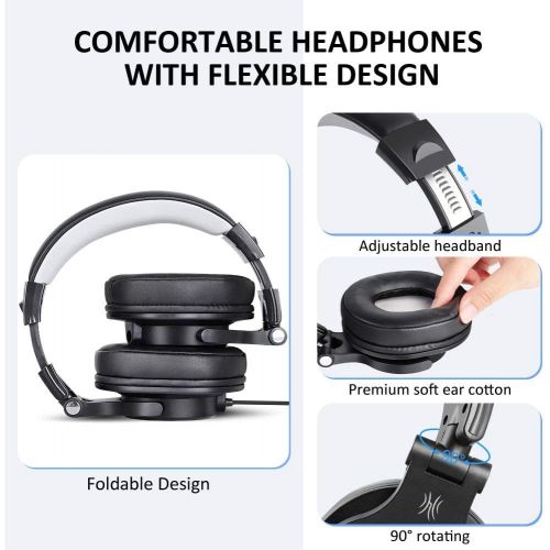  [아마존베스트]OneOdio Headphones with Microphone Wired Gaming Headset with Volume Control Over-Ear Headphones with Cable 3.5 mm Jack for Mobile Phone Laptop Computer Closed HiFi Studio Headphone