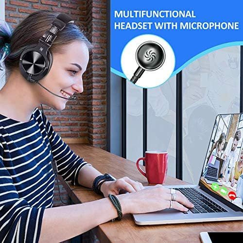  [아마존베스트]OneOdio Headphones with Microphone Wired Gaming Headset with Volume Control Over-Ear Headphones with Cable 3.5 mm Jack for Mobile Phone Laptop Computer Closed HiFi Studio Headphone