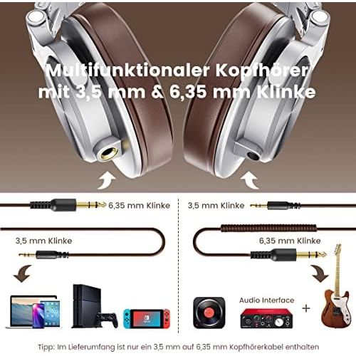  [아마존베스트]OneOdio Over Ear DJ Headphones with Share Port 6.35 mm & 3.5 Jack Closed HiFi Headphones with Cable Adapter Free Wired Headphone Studio Headphones for AMP Recording Monitoring