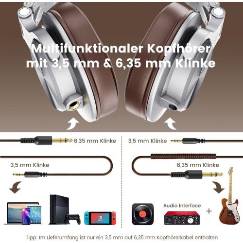  [아마존베스트]OneOdio Over Ear DJ Headphones with Share Port 6.35 mm & 3.5 Jack Closed HiFi Headphones with Cable Adapter Free Wired Headphone Studio Headphones for AMP Recording Monitoring