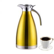 OnePine Edelstahl Isolierkanne 1.5 Liter/52 oz Vakuum Isolations Topf Kaffeekannen,100% dicht Heiss und kalt dual Gebrauch (Gelb)