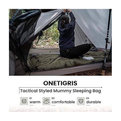  OneTigris Bushcrafter’s Sleeping Bags, Mummy Sleeping Bag for Camping Hiking Backpacking, Survival Gear