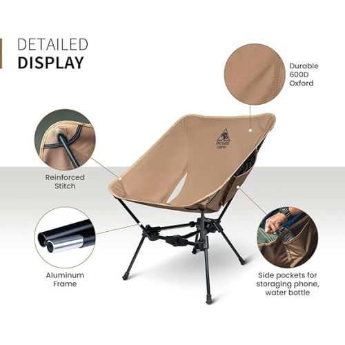  OneTigris Tigerblade Camping Chair, Lightweight Folding Backpacking Hiking Chair, Compact Portable 330 lbs Capacity