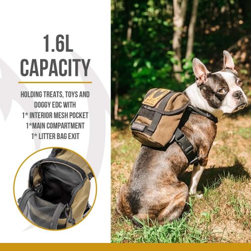  [아마존 핫딜] [아마존핫딜]OneTigris Eureka K9 Backpack, Durable Small Medium Dog Pack with Litter Bag Exit for Camping Hiking Daily Walking